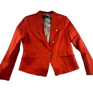 Mango MNG Blazer Womens L Bold Orange Suit Jacket 80s 90s Classic Business Corp
